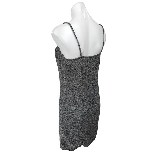 H&M Divided Black Metallic Sleeveless Cami Camisole Mini Bodycon Tank Dress L - Picture 2 of 5